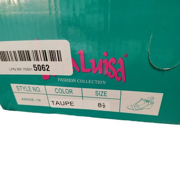 Lena Luisa Taupe T-Strap Wedge Sandals NWT - Picture 5 of 5